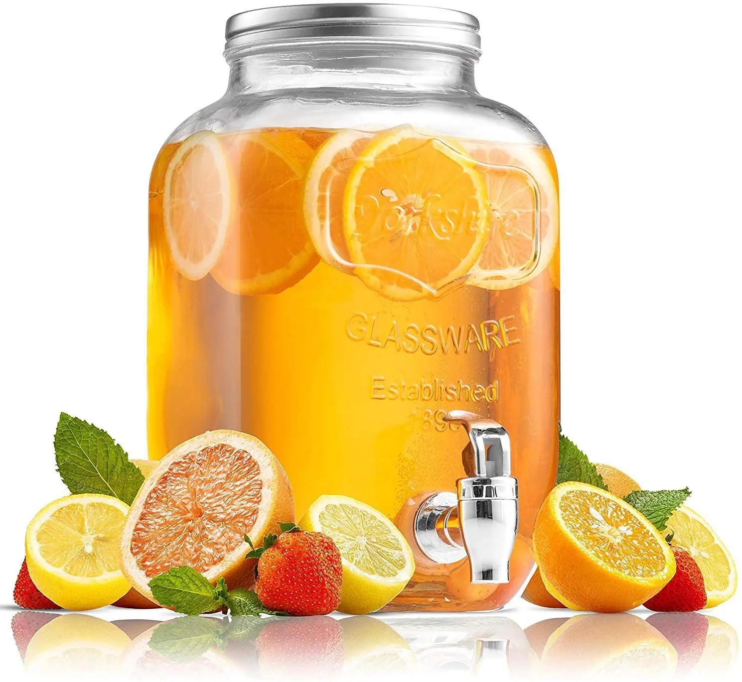 1Gallon Glass Beverage Dispenser With Metal Spigot - Yorkshire Mason Jar  Glassware With Wide Mouth Metal Lid - Great For Sun Tea - Buy 1Gallon Glass  Beverage Dispenser With Metal Spigot 