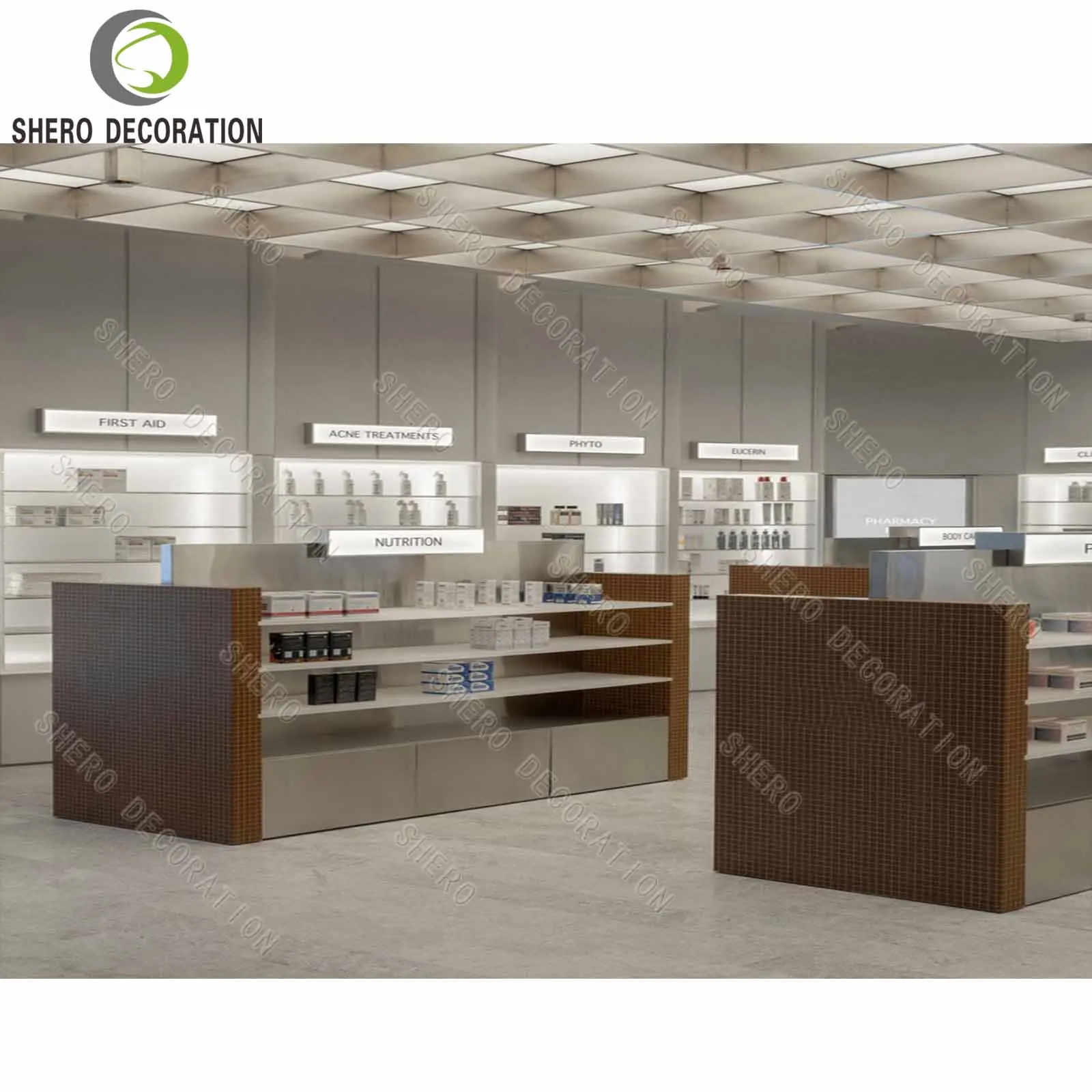 Mdf Drug Counter Racks Western Medicine Cabinet Glass Counter Pharmacy Display with Drug Rack ...