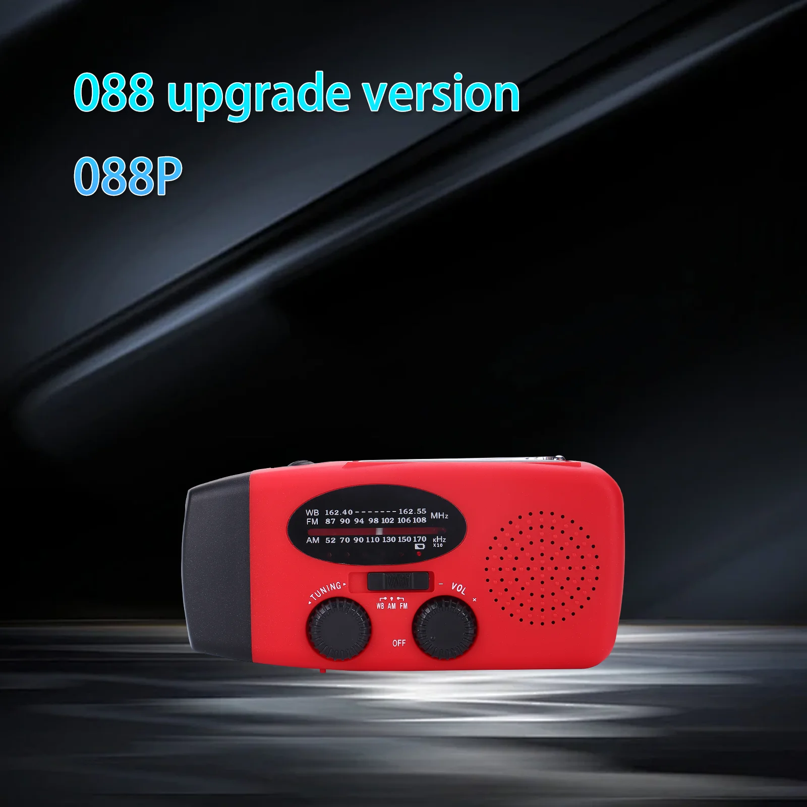 Solar Hand Crank & USB Powered AM/FM NOAA Weather Radio with LED Flashlight Emergency Power Bank (>5000mAh) ABS Material