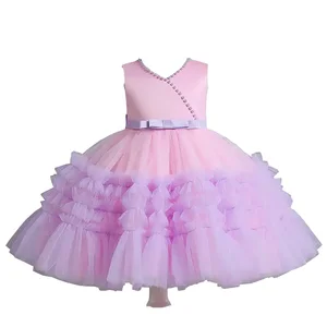 Customizable New Design Sleeveless Kids Girls Dress Custom Logo Summer Puffy Princess Dress