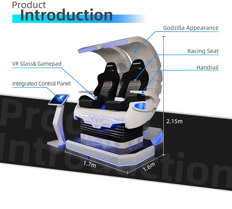 Shopping Mall Immersive Experience 360 Rotation Godzilla 9D12D Cinema Simulator 2 Seats 9D Vr