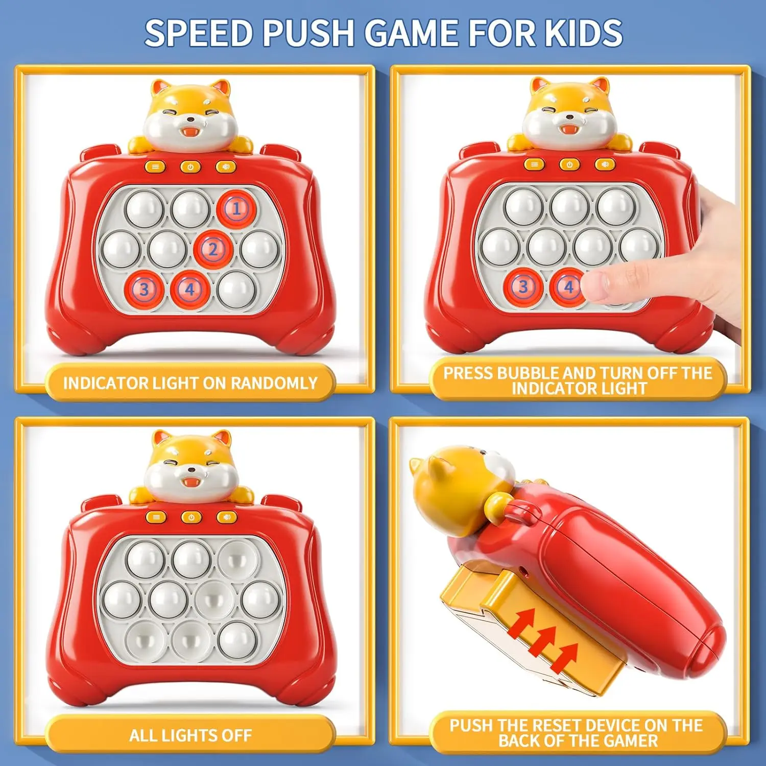 TEMI Handheld Game for Kids Quick Push Game Bubble Stress Pop Light up Game  Birthday Gifts for 56789 Year Old Girls Boys Teens