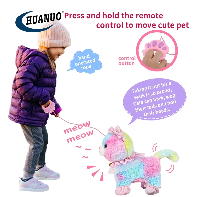 Kids Remote Control Stuffed Animal Toy HUANUO Plush Cat