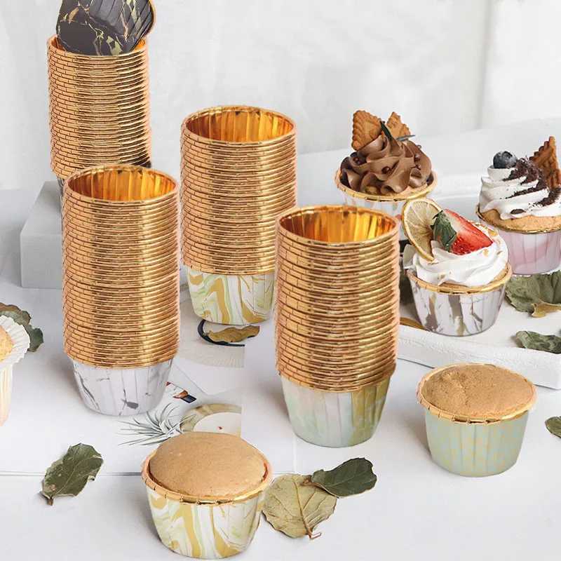 European Rolled Greaseproof Paper Baking Cups Cake Liners and Muffin Mold Case for Cupcakes Chocolate Cupcake Wrappers