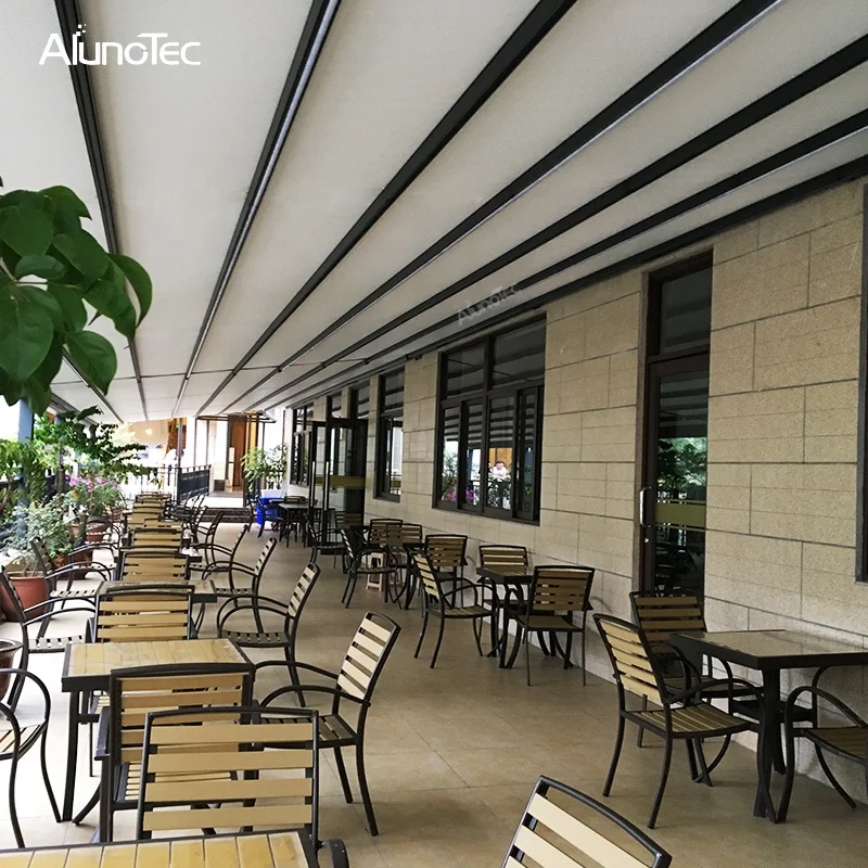 Waterproof Outdoor Motorized PVC Pergola Retractable Awning With Led Lights