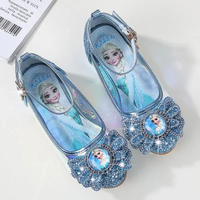 
Модные вечерние блестящие свадебные туфли для маленьких детей, танцевальные туфли на высоком каблуке для девочек 