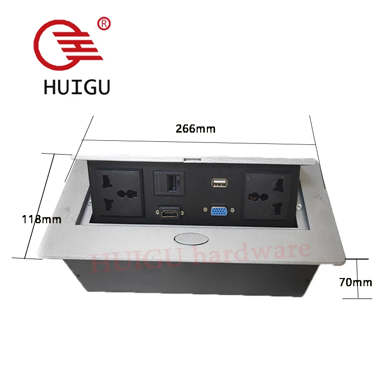 Conference Table Connectivity Box Multimedia Tabletop Hidden Pop up Power Waterproof Socket and Plug Box Furniture Hardware