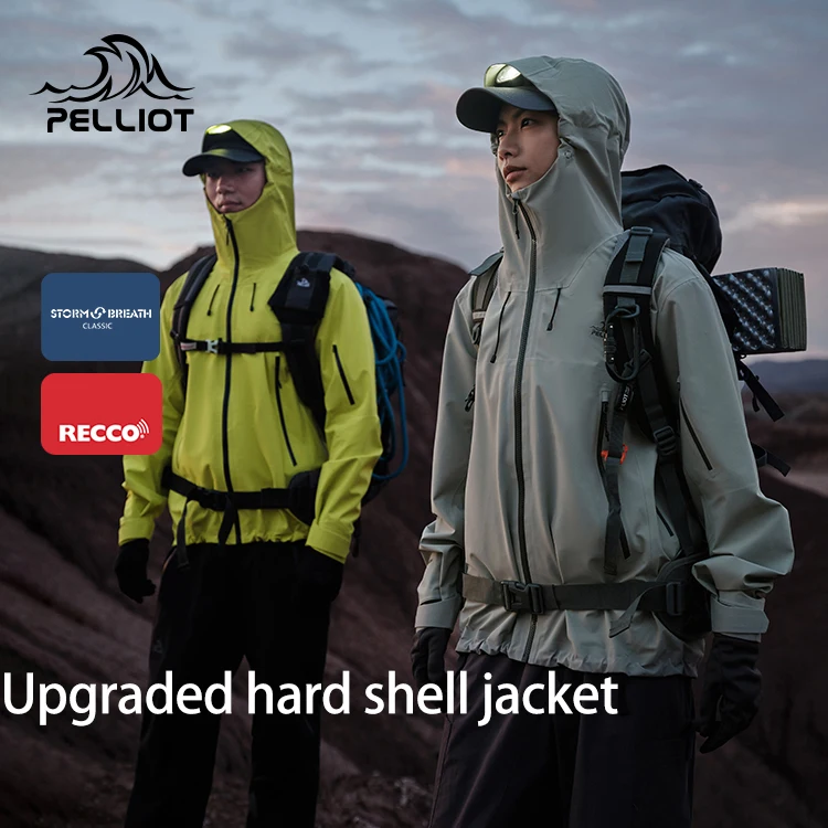 PELLIOT Hard Shell Jacket Mountaineering Unisex Waterproof Jacket Stand Zipper Jacket 2025 New Upgraded RECCO Rainproof Outdoor