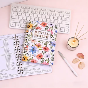 Imoda A5 Daily Self-Care Planner 1pc Floral Hardcover Mental Health Notebook Spiral for Emotional Tracking Anxiety Relief