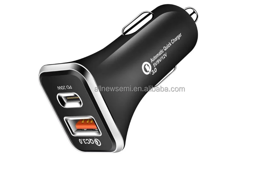 Pd20w car charger QC 3.0 car charger 38W double channel double port fast charging PD + qc3.0 fast charging car charger