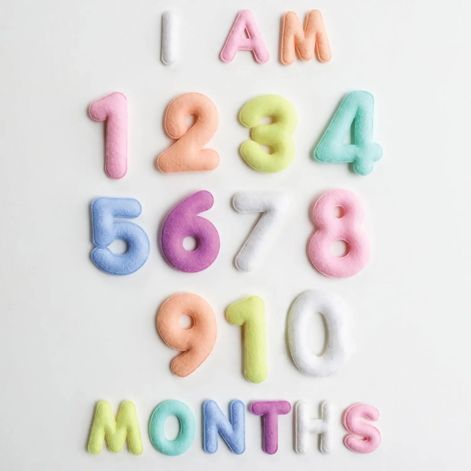 毎月のマイルストーンフェルトレターマイルストーン写真小道具赤ちゃんの成長記録のためのフェルト番号