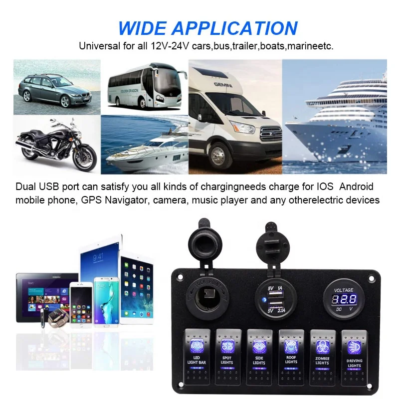 12 V, 24 V, Dual 4,2 A, presa USB, con voltmetro a LED, accendisigari, per auto, barca, camioncino (luce rossa