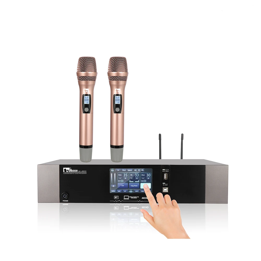 Whole Set Metal 2-Channel 56Vrms/400W 8 DSP Microphone KTV Karaoke Sound System Professional Digital Echo Karaoke Amplifier