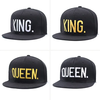 Money Hat Trendy Letter KING and QUEEN Embroidered Cap
