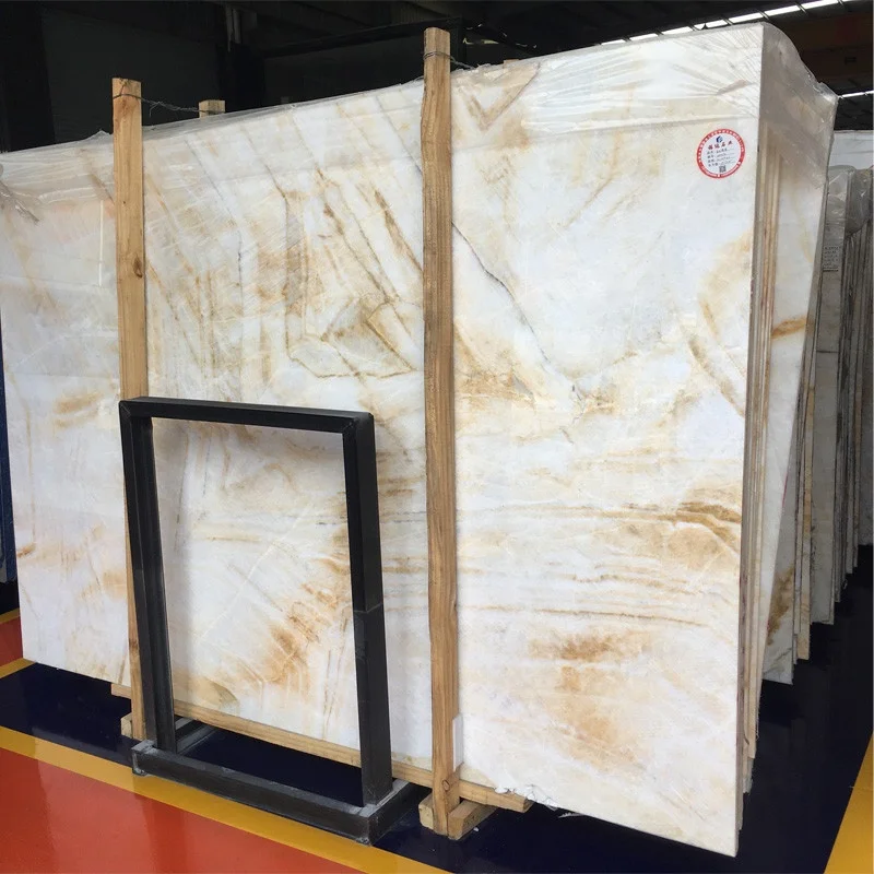 product high quality lemon yellow and white marble slab slabs tiles onyx-1