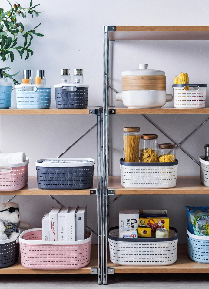 New Stackable Easy To Use Clothing Cute Plastic Woven Baskets For