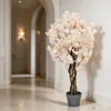 Albero in vaso di fiori di ciliegio artificiali bianco crema da 120 cm