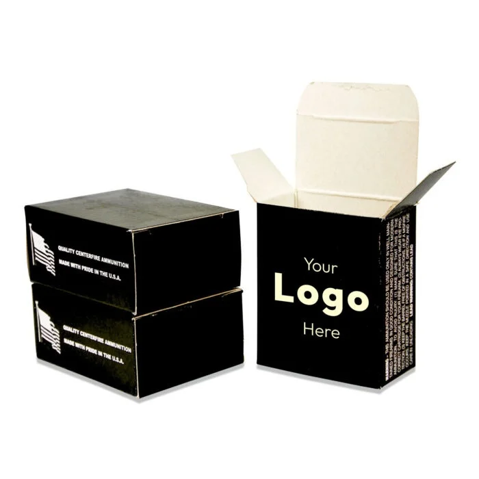 Easy Fold Cardboard Ammunition Magazine Box Custom Printed Paper Packaging for 9mm .223 .222 .300 Ammunition with Tray Combos