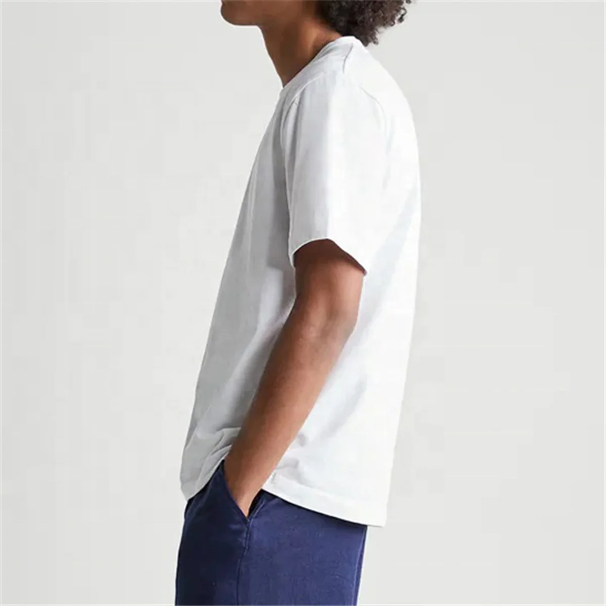 JL-0217C OEM White T Shirt Oversized Cut and Sew Drop Shoulder T-Shirt Cotton Pro Club T-Shirts Heavy Weights