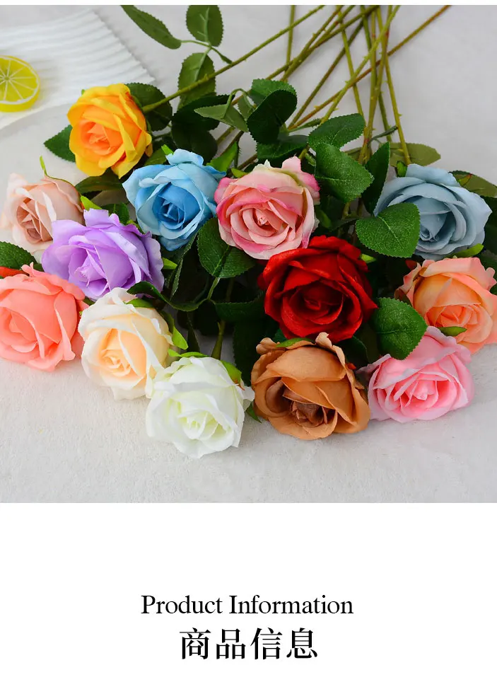 Single Velvet Real Touch Roses Wedding Artificial Flowers For Wedding