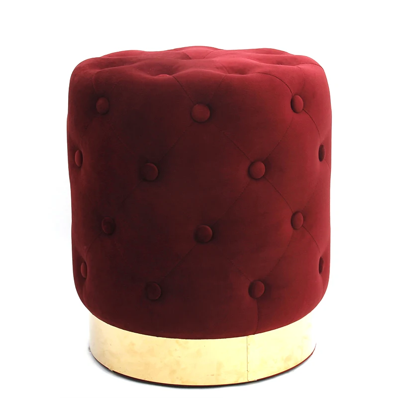 Round Velvet Footrest Stool Pouf Velvet Stool Low Tufted Velvet Storage Ottoman