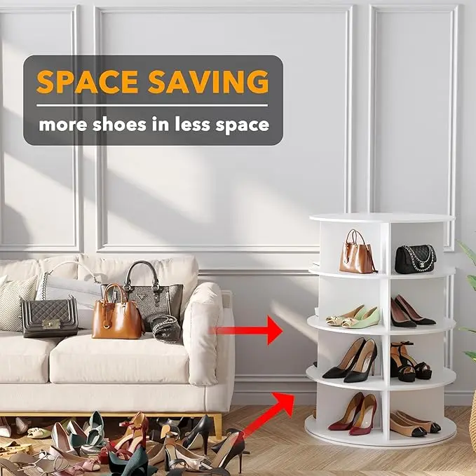 Alibaba.com: 4-Tier White Shoe Rack Storage Round Carousel Vertical ...