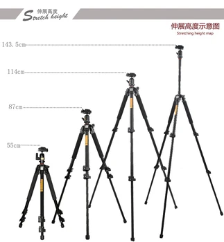 Professional Tripod Photo Camera 55.5'' Camera Travel Tripod Damping Ball Head Aluminum Compass Construction Camera Tripod detail image