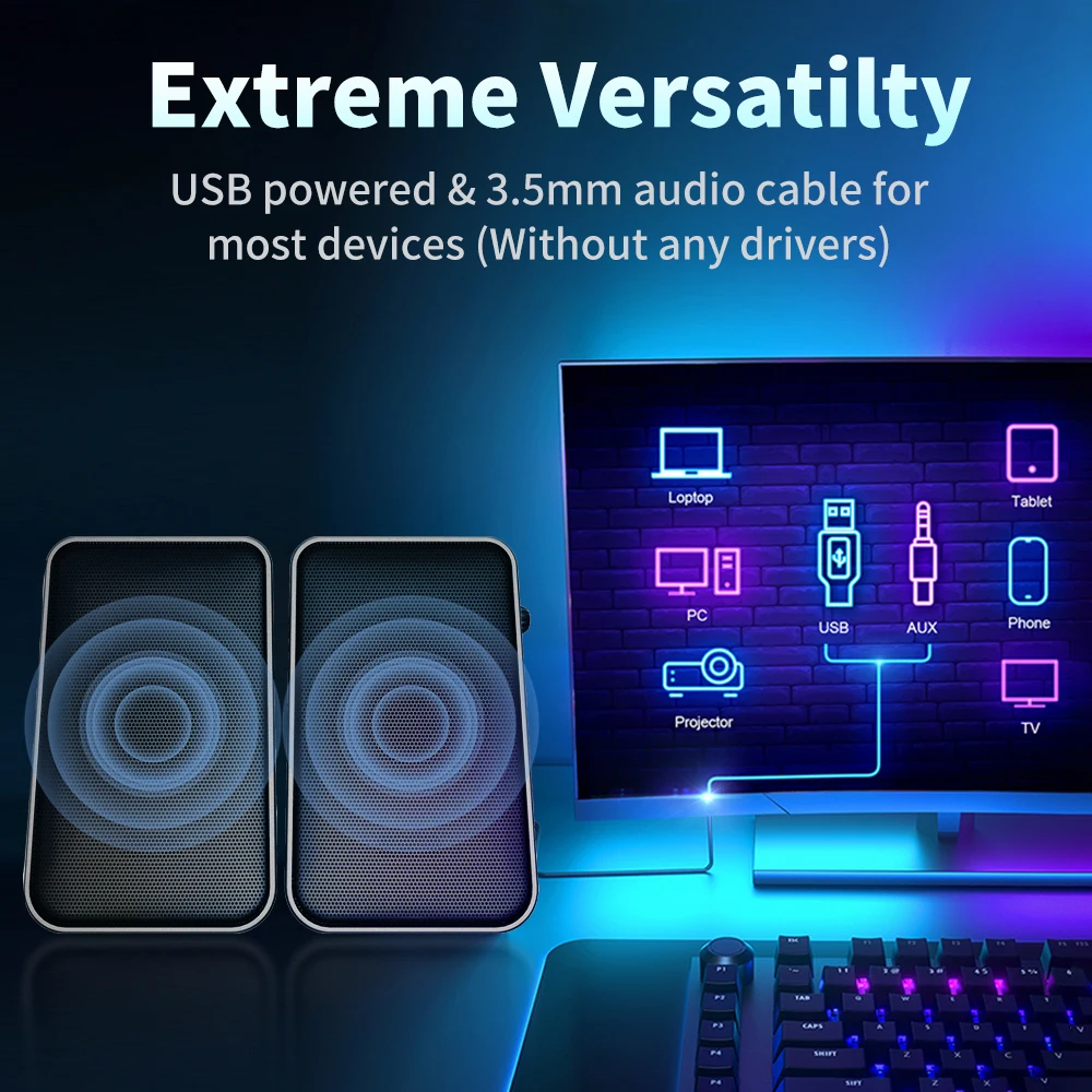 Portable Computer Speakers 2.0 Usb Power Computer Speakers Stereo 3.5mm
