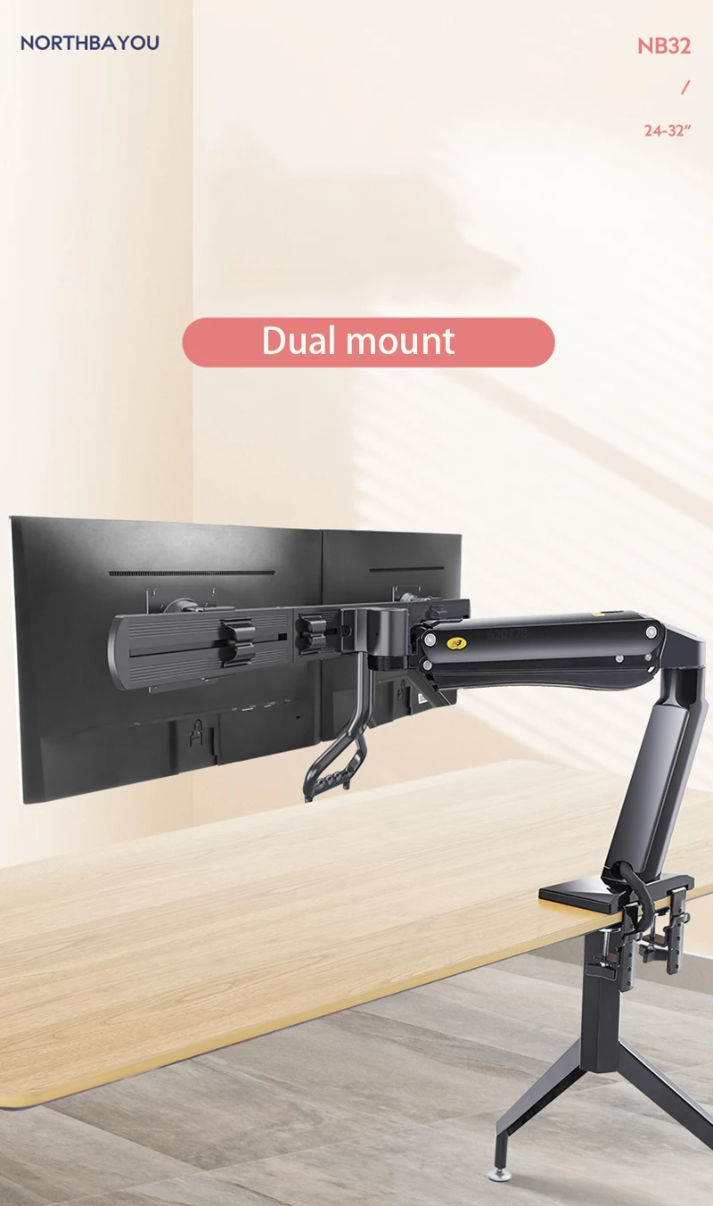 Wholesale NB32 Gas Strut 24-32 inch Dual Screen Monitor Mount