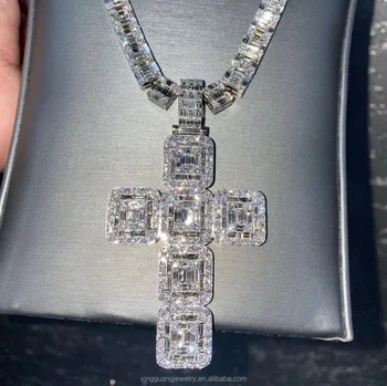 new design ice out hiphop cross diamond Pendant 925 Silver VVS GRA Moissanite Custom Pendant Fine Jewelry Pendant for men women