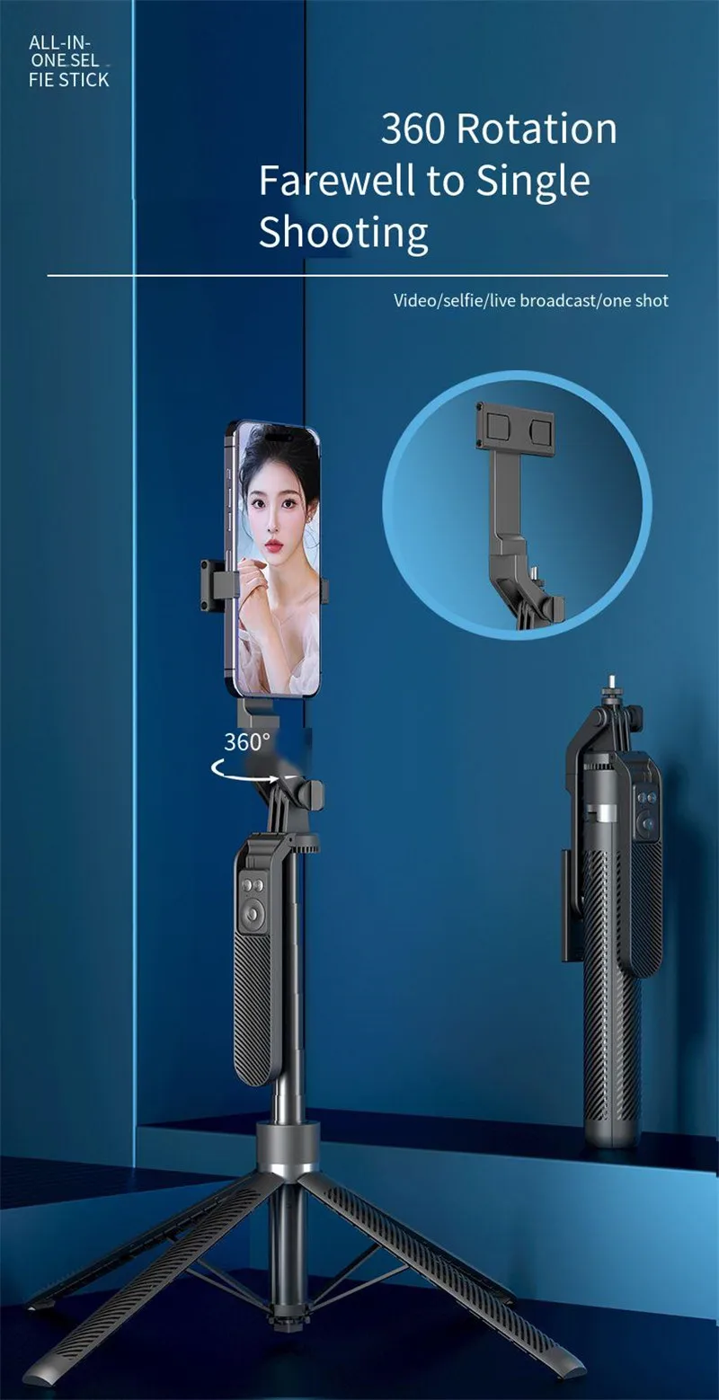 A14 Aluminum Alloy 1.8m Tall Live Streaming Floor Tripod Stand Selfie Stick Quadripod Tetrapod Selfie Stick With Ring Light