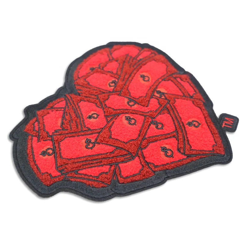 High Quality Custom Fabric Badges 100pcs Sequin Embroidered Iron Heart-Shaped Wings Assorted Red Garments for Clothing