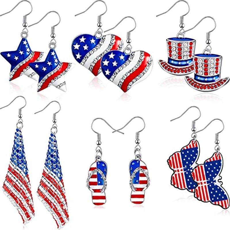American Independence Day Flag Jewelry Set 2021 Trendy Big Heart Shaped  Five Pointed Star Diamond Earrings And Necklace And Earring Set Q0709 From  Sihuai06, $2.68 | DHgate.Com