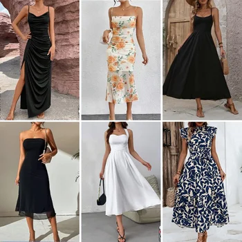 Fashion clearance used clothing wholesale women's casual dresses mixed packaging random shipment inventory