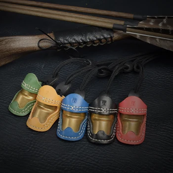 Elong Protège-Pouce En Cuir Et Laiton – Anneau De Tir à L’Arc Traditionnel, Réglable, Pour Pouce, Noir/Bleu/Rouge