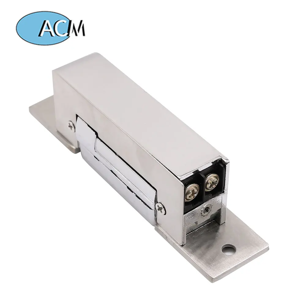 Adjustable Access Control System Lock Tongue Secure Glass Door Locker Unlock Mode NC NO 12V Narrow Type Electric Strike Lock