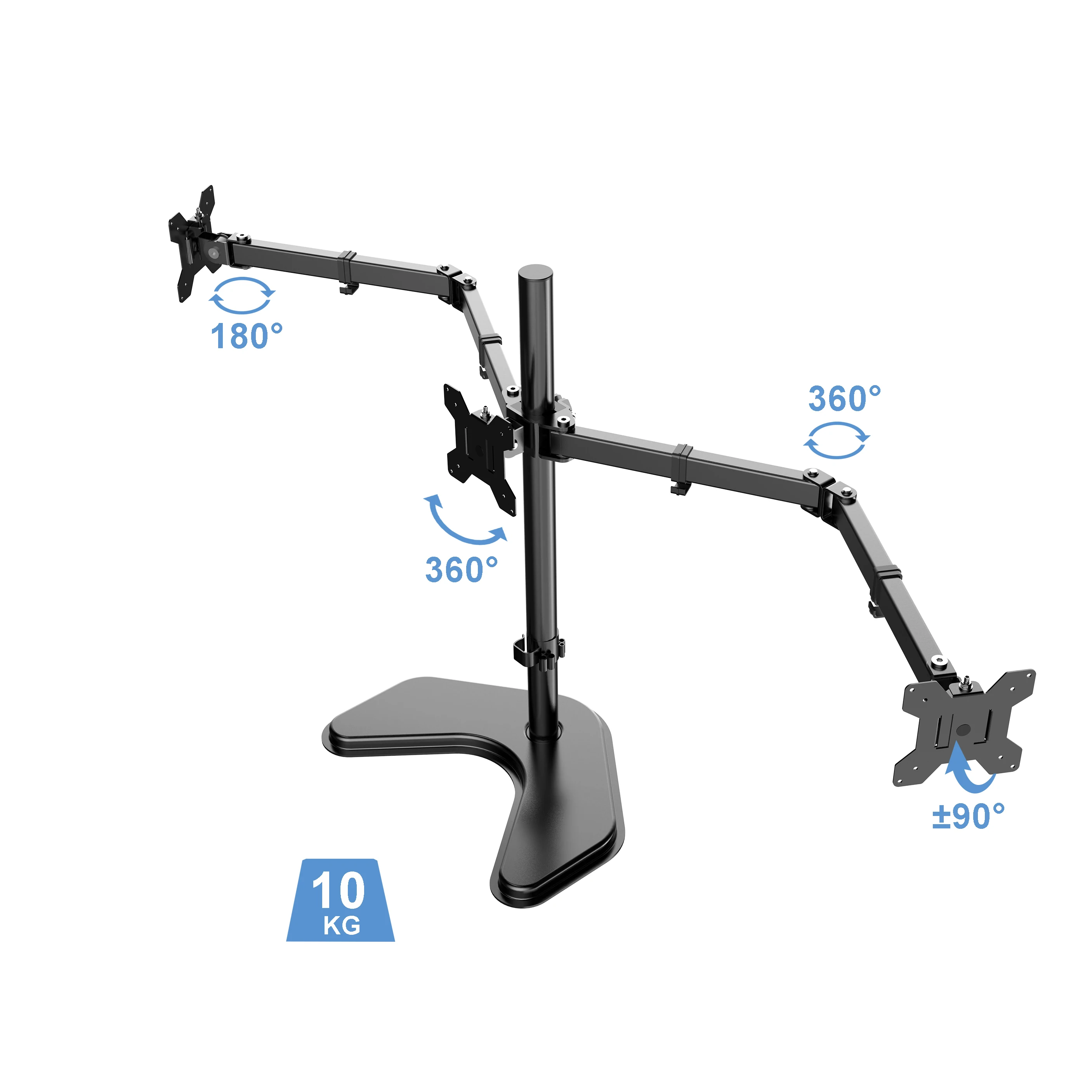 Portable Easy Rotate Dual Arms Monitor Stand with Base 13-32 Inch Free Visual Angle Adjustment Computer Laptop Stand for Desk