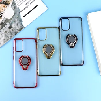Car ring clear three-stage electroplated acrylic mobile stand  phone case for iPhone 11 12 13 14 15 plus pro max