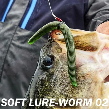 High-Density Noodle Worm Soft Bait Set 40-Piece Stainless Steel Sinking Black Pit Lure Artificial Soft Worm Salt-Added – Soft Lure – view 4