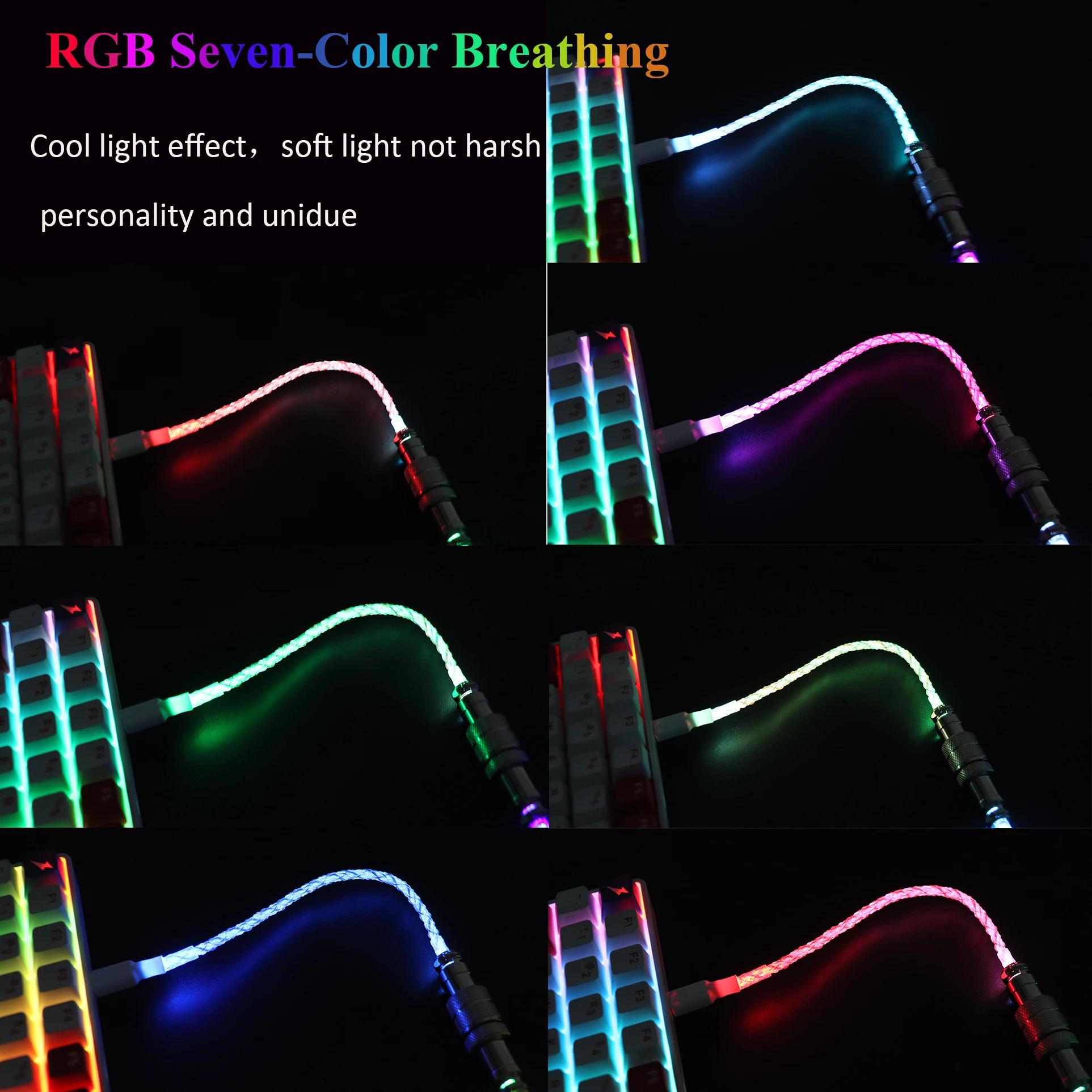 Usb C Led Light Keyboard Cable Rgb Usb Type C Paracorded Keyboard ...