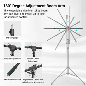 SmallRig Aluminum Light Stand 280cm, Adjustable Photography Air-Cushioned Tripod Stand with 1/4" Screw for Softbox - 3737 product image