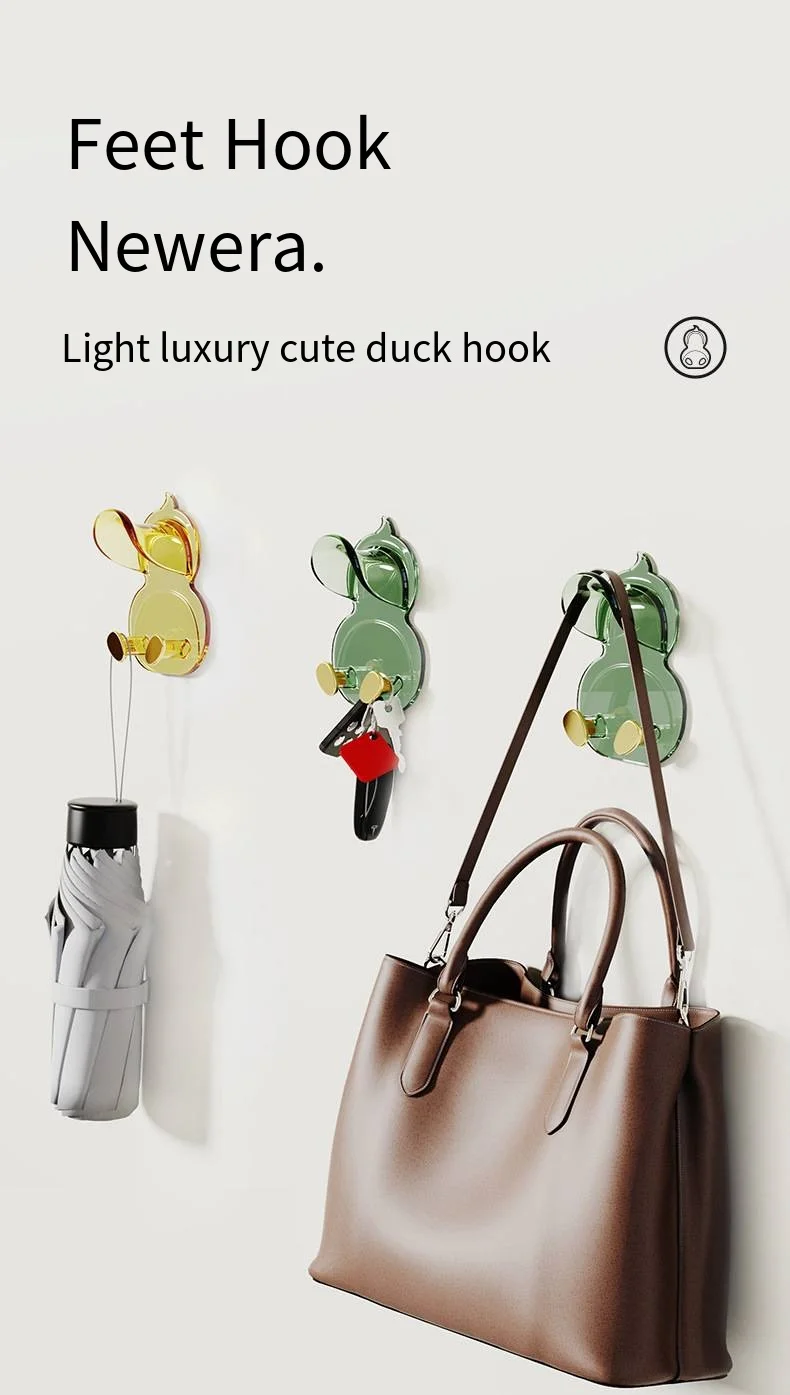 Cute pet novelty hooks clothes sundries multi-functional punching duckling stick cartoon creative door storage clothes novelty hooks factory