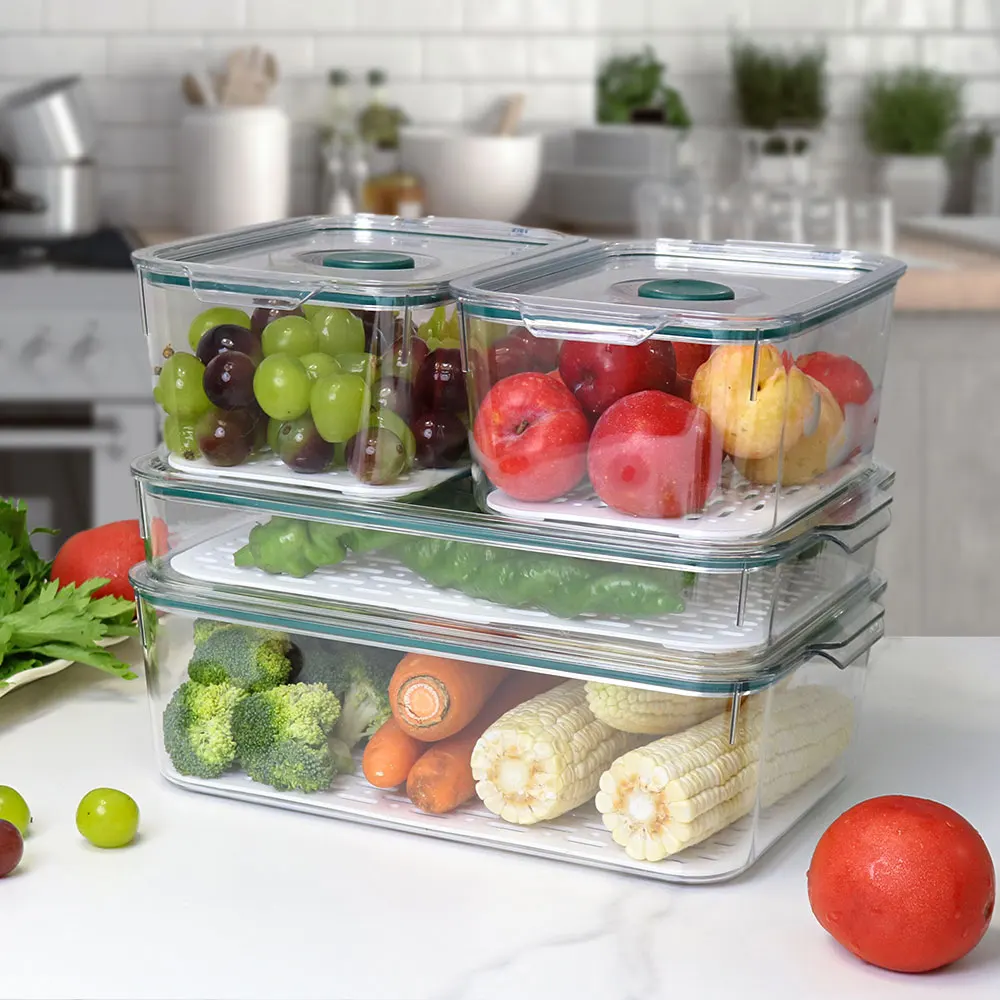 4er-Pack BPA-freie transparente, abschließbare Kühlschrank-Organizer aus PET-Kunststoff und Aufbewahrung Frisch ver riegel bare 6L-Stapelboxen für Lebensmittel getränke| Alibaba.com