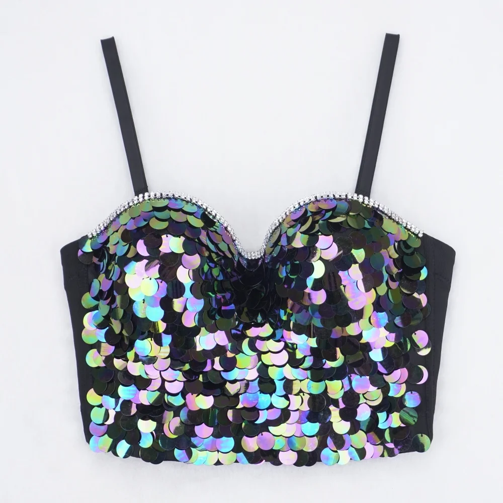 3D Embroidered Rhinestone and Sequined Corset for Adults