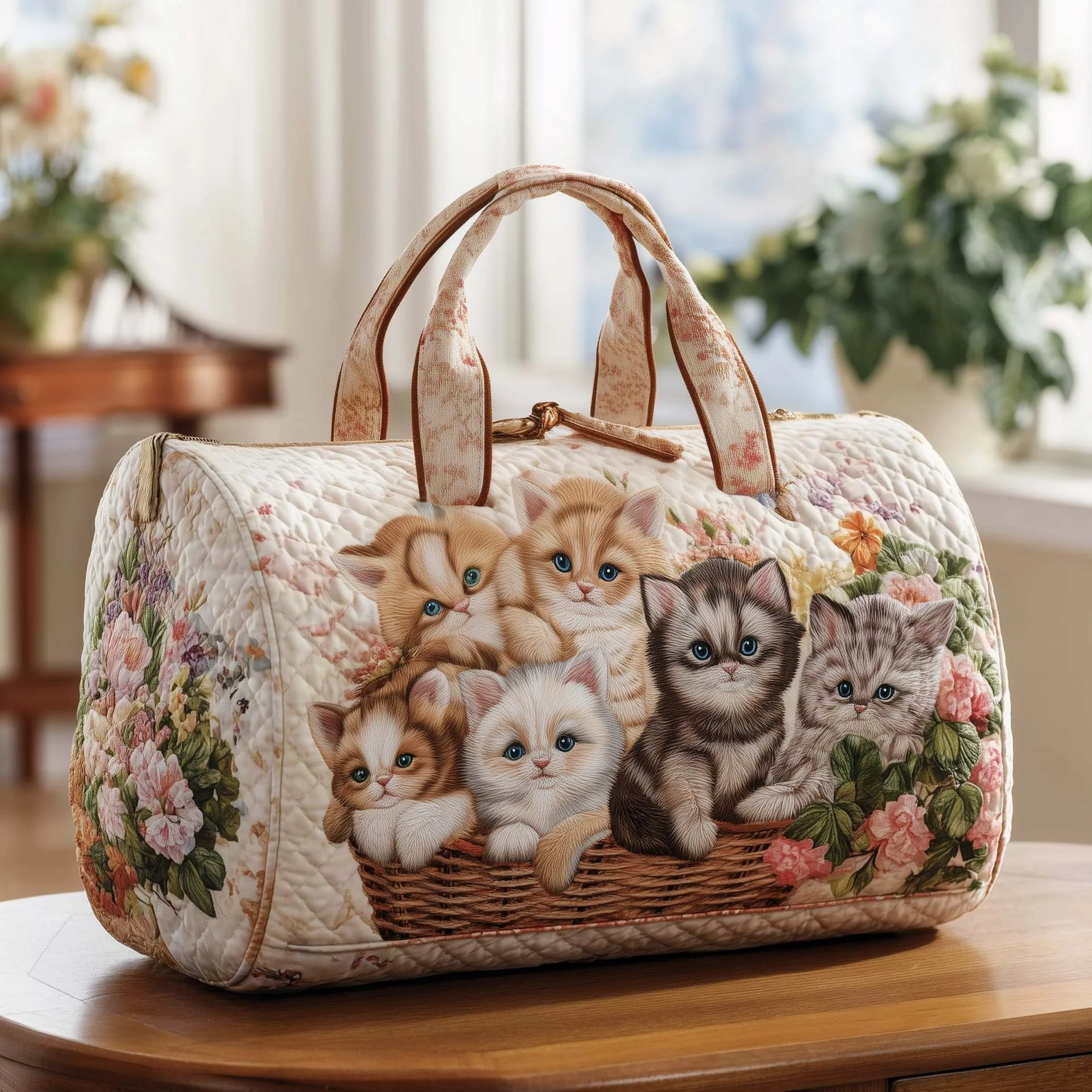 Ling Yu 3D New Independent Station Cat Series Quilted Pleated Polyester Breathable Durable Dry Wet Separation Women’s Bag Spring