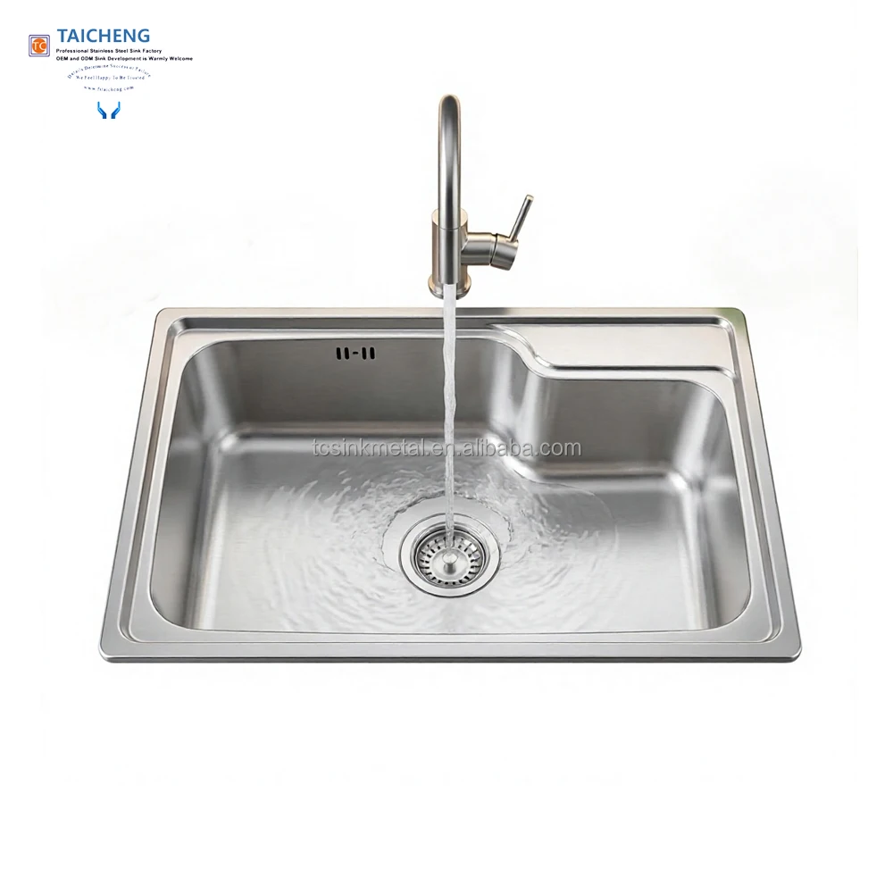 680x450mm Pakistan Design Rectangular Above Counter Stainless Steel Single Bowl Kitchen Sink Without Faucet