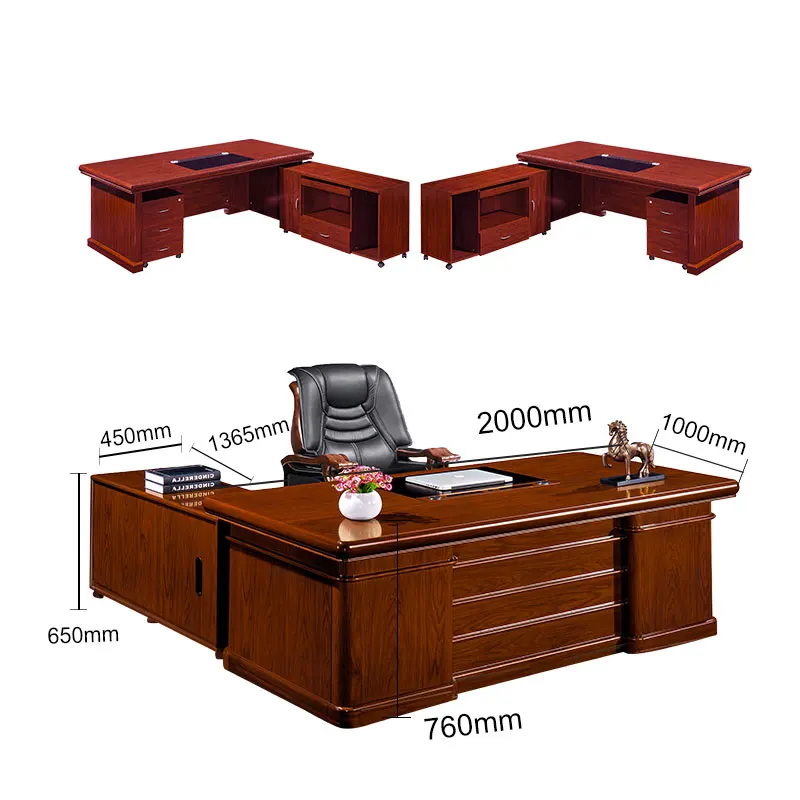 Simple Luxury Classic Office Desk Furniture With Movable Storage
