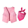 Pink tassel vest + Rose scarf