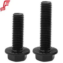 Bag of 20 Black Oxide Carbon Steel Flange Bolts Full Thread Hex with Zinc Screw Nuts & Allen Wrench Sizes M8 M10 M12 M14 M16