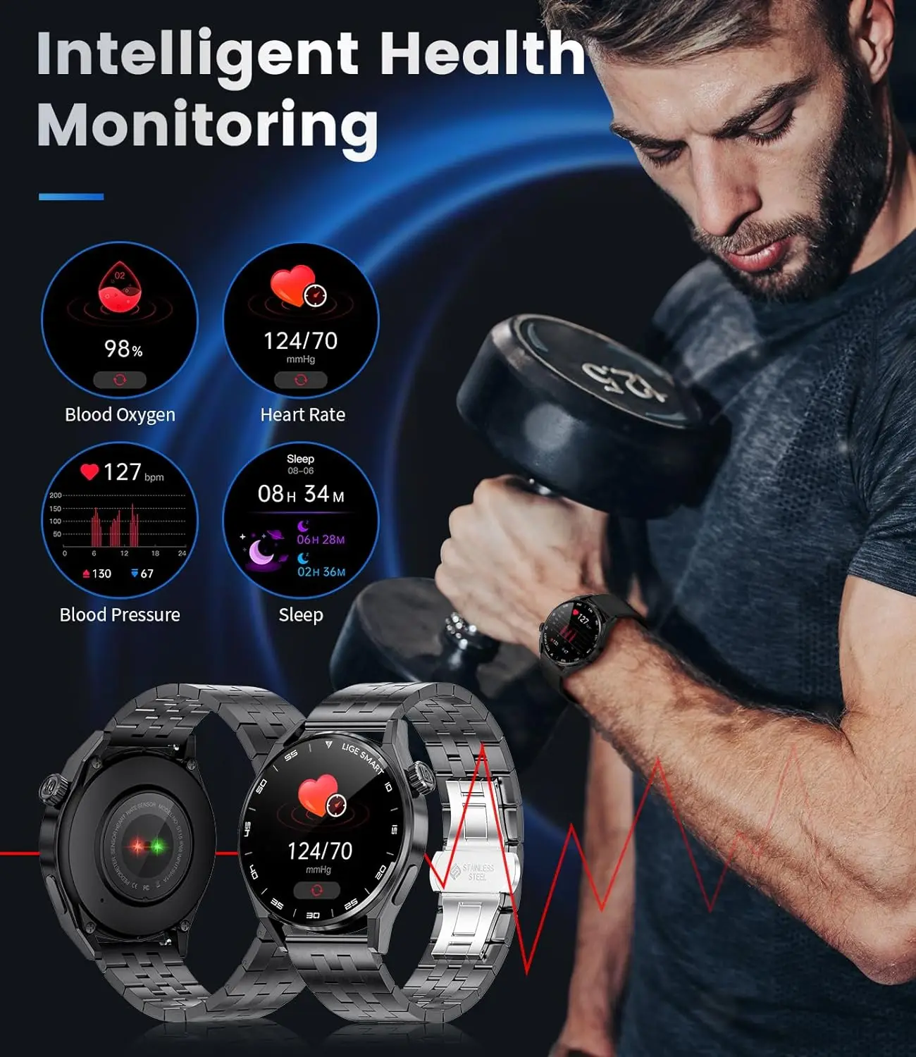 ST15 Smart Watch Heart Rate Tracker Call Maker/answerer